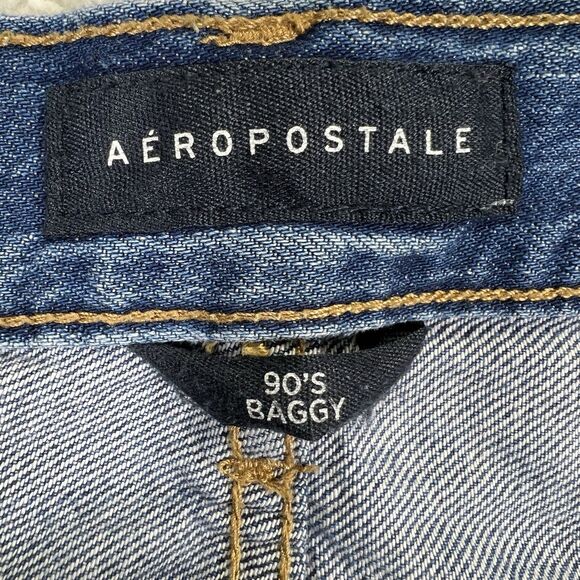 Aeropostale Jeans Women’s Size 00R (Actual 25x25) Blue 90’s Baggy Distressed - Picture 9 of 14